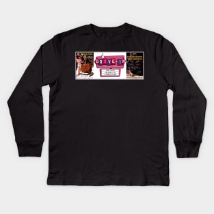 Drive-In Double Feature - Fiend Without a Face & Giant Cucumber Kids Long Sleeve T-Shirt